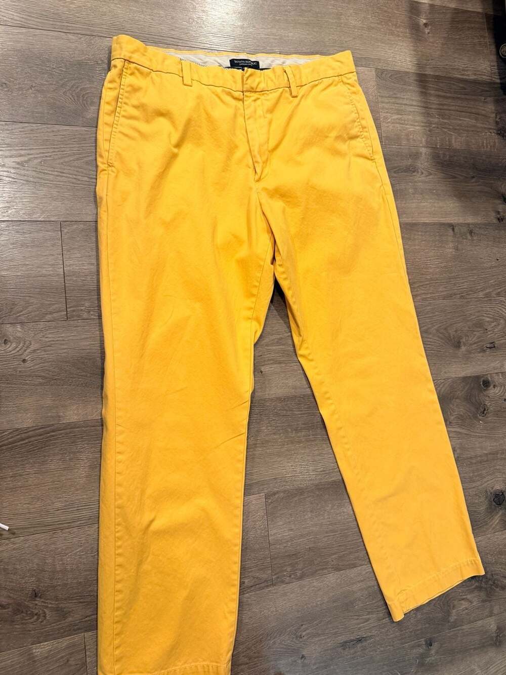Banana Republic Emerson Chino Pants Men's 35x32 Yellow Cotton - Picture 4 of 8